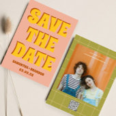 Retro Groovy Bold & Bright Boho Wedding QR-code Save The Date