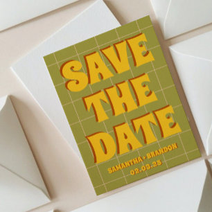 Retro Groovy Bold & Bright Boho Wedding QR-code Save The Date