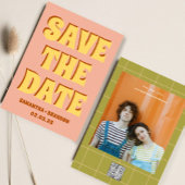 Retro Groovy Bold & Bright Boho Wedding QR-code Save The Date