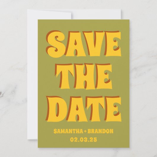 Retro Groovy Bold & Bright Boho Wedding QR-code Save The Date (Voorkant)