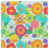 Retro Groovy Bold Hippie Flowers Patroon Stof (Close Up)