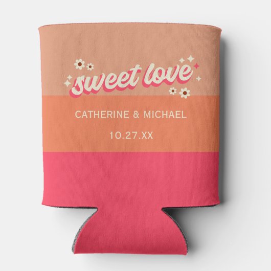 Retro Groovy Bold Typografie Kleurrijke 70's bruil Blikjeskoeler (Achterkant)