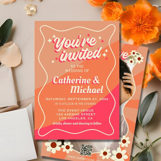 Retro Groovy Bold Typografie Kleurrijke 70's bruil Kaart