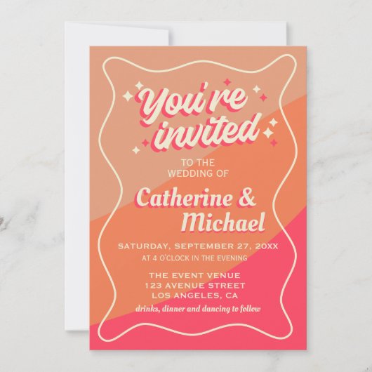 Retro Groovy Bold Typografie Kleurrijke 70's bruil Kaart (Voorkant)