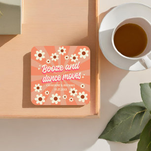 Retro Groovy Bold Typografie Kleurrijke 70's bruil Kartonnen Onderzetters