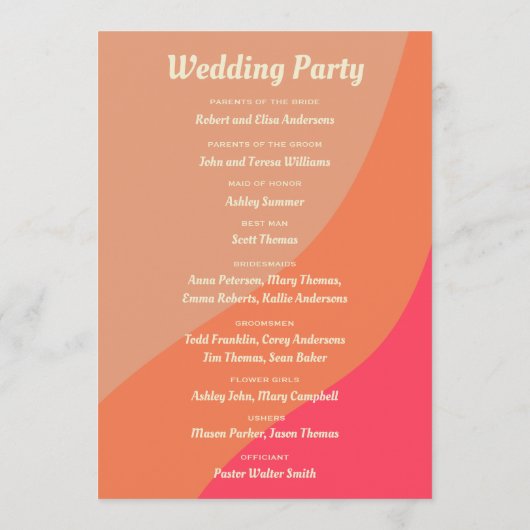 Retro Groovy Bold Typografie Kleurrijke 70's bruil Programmakaart (Achterkant)