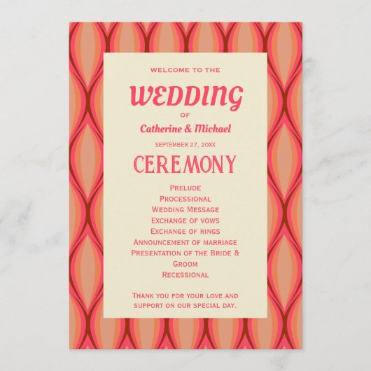 Retro Groovy Bold Typografie Kleurrijke 70's bruil Programmakaart (Voorkant)