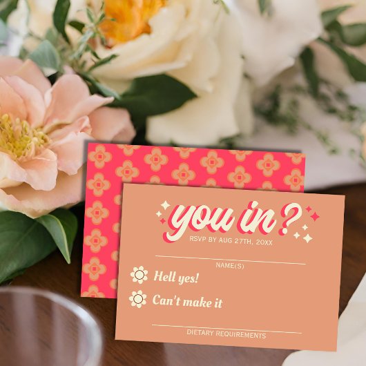 Retro Groovy Bold Typografie Kleurrijke 70's bruil RSVP Kaartje