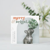 Retro Groovy Boogfoto Feestdagenkaart (Staand voorkant)