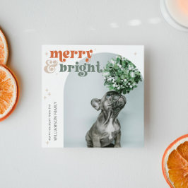 Retro Groovy Boogfoto Feestdagenkaart