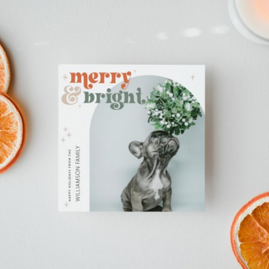 Retro Groovy Boogfoto Feestdagenkaart