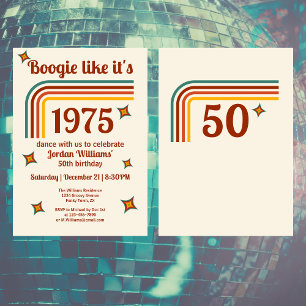 Retro Groovy Boogie Simple Dance 50ste verjaardag Kaart