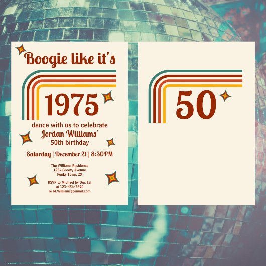 Retro Groovy Boogie Simple Dance 50ste verjaardag Kaart