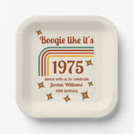Retro Groovy Boogie Simple Dance 50th Birthday Papieren Bordje