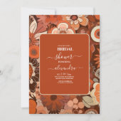 Retro Groovy brandwond sinaasappel bloemenbruids Kaart (Voorkant)