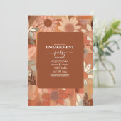 Retro Groovy brandwond sinaasappel bloemenbruiloft Kaart (Staand voorkant)