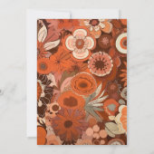 Retro Groovy brandwond sinaasappel bloemenbruiloft Kaart (Achterkant)