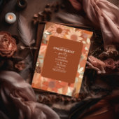 Retro Groovy brandwond sinaasappel bloemenbruiloft Kaart