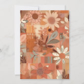 Retro Groovy brandwond sinaasappel bloemenbruiloft Kaart (Achterkant)