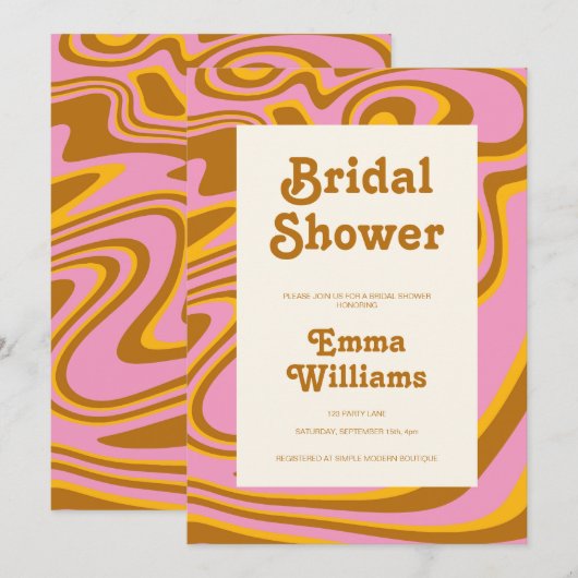 Retro Groovy Bridal Shower Kaart (Voorkant / Achterkant)