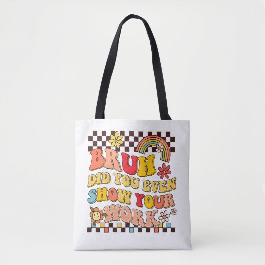 Retro groovy bruh show uw werk leraar cadeau tote bag (Voorkant)