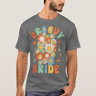 Retro Groovy Bruid Groovy Verjaardagsfeestje Match T-shirt