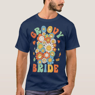 Retro Groovy Bruid Groovy Verjaardagsfeestje Match T-shirt