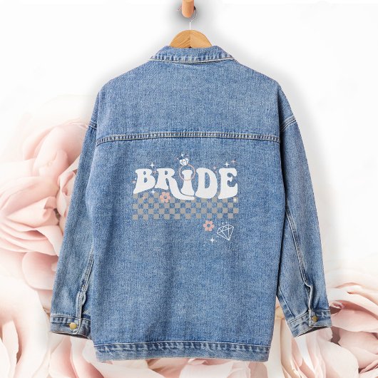 Retro Groovy Bruid I Diamanten Ring I Trendy Bruil Denim Jacket
