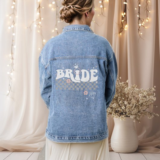 Retro Groovy Bruid I Diamanten Ring I Trendy Bruil Denim Jacket