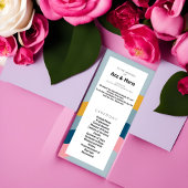 Retro Groovy bruiloft programma - een kleurrijke r Programmakaart