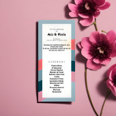 Retro Groovy bruiloft programma - een kleurrijke r Programmakaart