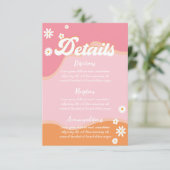 Retro Groovy Bruiloftsfeest, 70er jaren Hippie Sfe Informatiekaartje (Staand voorkant)