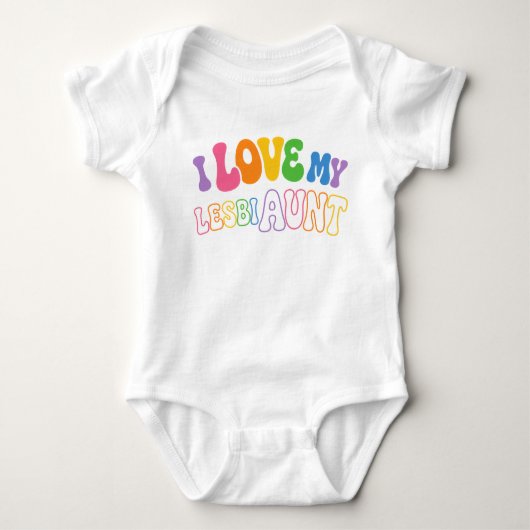 Retro groovy bubbel-letter Ik hou van mijn LesbiTa Romper (Voorkant)
