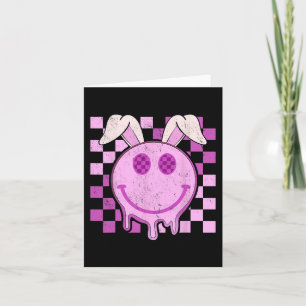 Retro Groovy Bunny Smile Face Happy Easter Day Rab Kaart