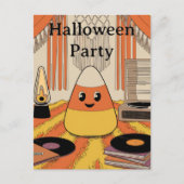 Retro, Groovy Candy Corn Halloween Party Uitnodigi Briefkaart (Voorkant)