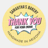 Retro Groovy Cartoon Bedankt voor uw bestelling Ronde Sticker (Voorkant)