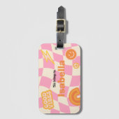 Retro Groovy Checkerboard  naam Bagagelabel (Voorkant (verticaal))