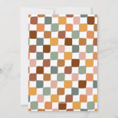 Retro Groovy Checkered Family Photo Fun Christmas Feestdagenkaart (Achterkant)