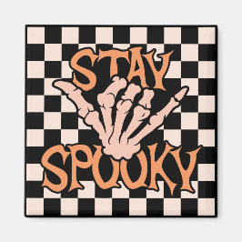 Retro Groovy Checkered Stay Spooky Halloween Magneet