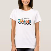Retro Groovy & Checkered Teacher T-shirt (Voorkant)