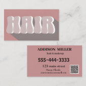 Retro Groovy Chique Haarsalon &QR code Visitekaartje (Voorkant / Achterkant)