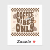 Retro Groovy Coffee Vibes Alleen Sticker (Vel)