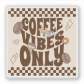 Retro Groovy Coffee Vibes Alleen Sticker (Voorkant)