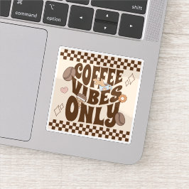 Retro Groovy Coffee Vibes Alleen Sticker
