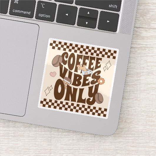 Retro Groovy Coffee Vibes Alleen Sticker (Detail)