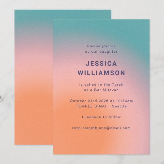 Retro Groovy Colorful Blauwgroen Roze Sinaasappel Kaart (Voorkant / Achterkant)