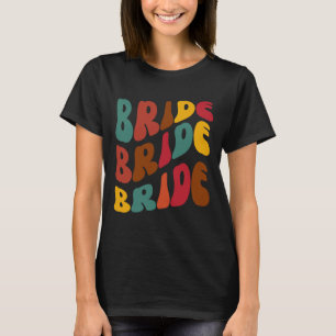 Retro Groovy Colorful Bride 70s,60s, Geëerd T-shirt