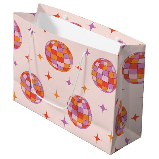 Retro Groovy Colorful Disco Balls Pattern  Groot Cadeauzakje (Voorkant Gekanteld)