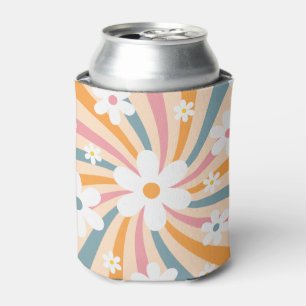 Retro Groovy Colorful Sunshine Daisy Floral Hippie Blikjeskoeler
