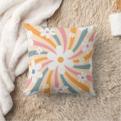 Retro Groovy Colorful Sunshine Daisy Floral Hippie Kussen (Deken)